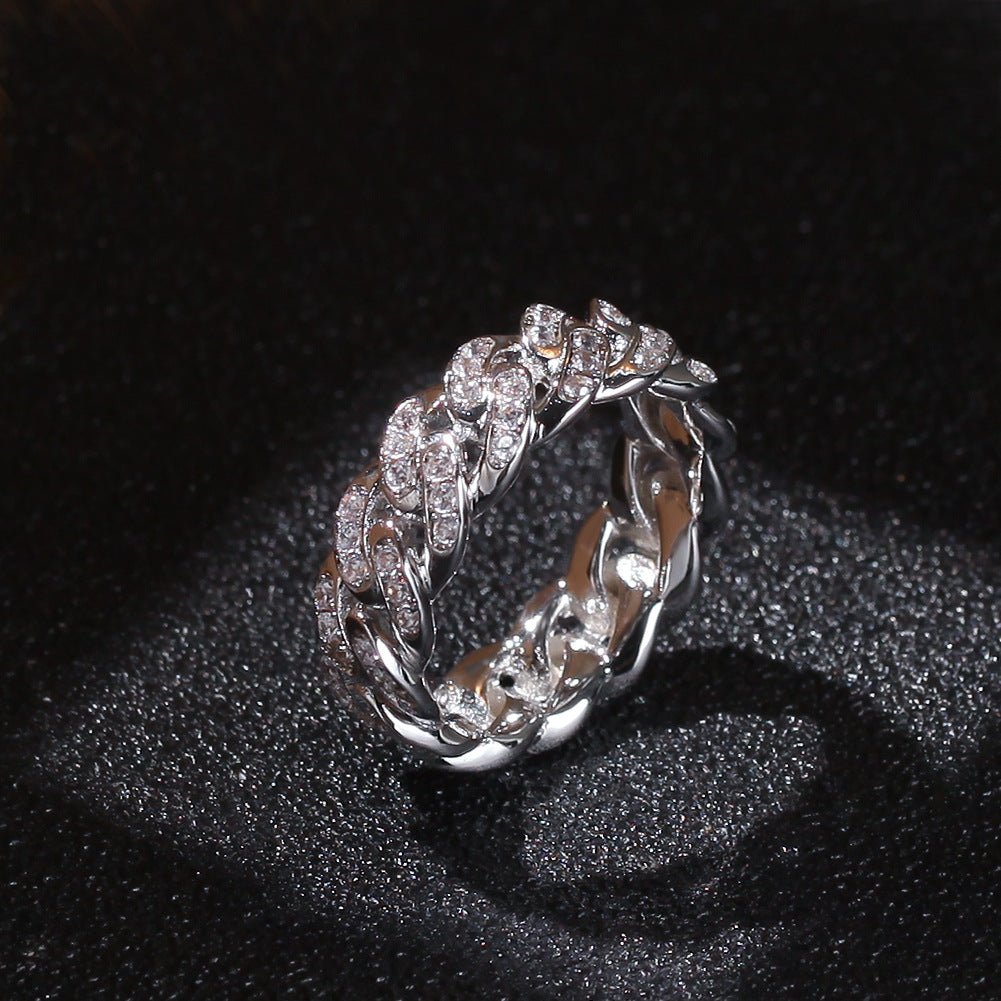 8mm Hip-hop Cubic Zirconia Cuban Link Ring