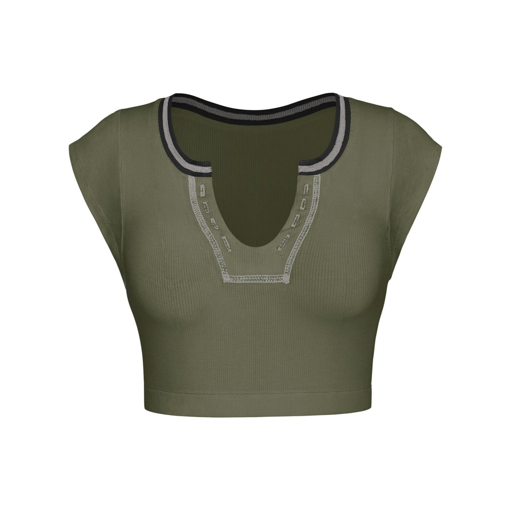 Slim Fit Ultra Short Sexy Spicy Girls Top Knitted Thread T-shirt