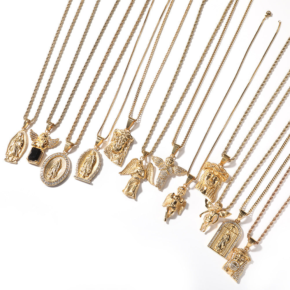 Iced Out Winged Angel Pendant Necklace – Hip-Hop Statement Chain