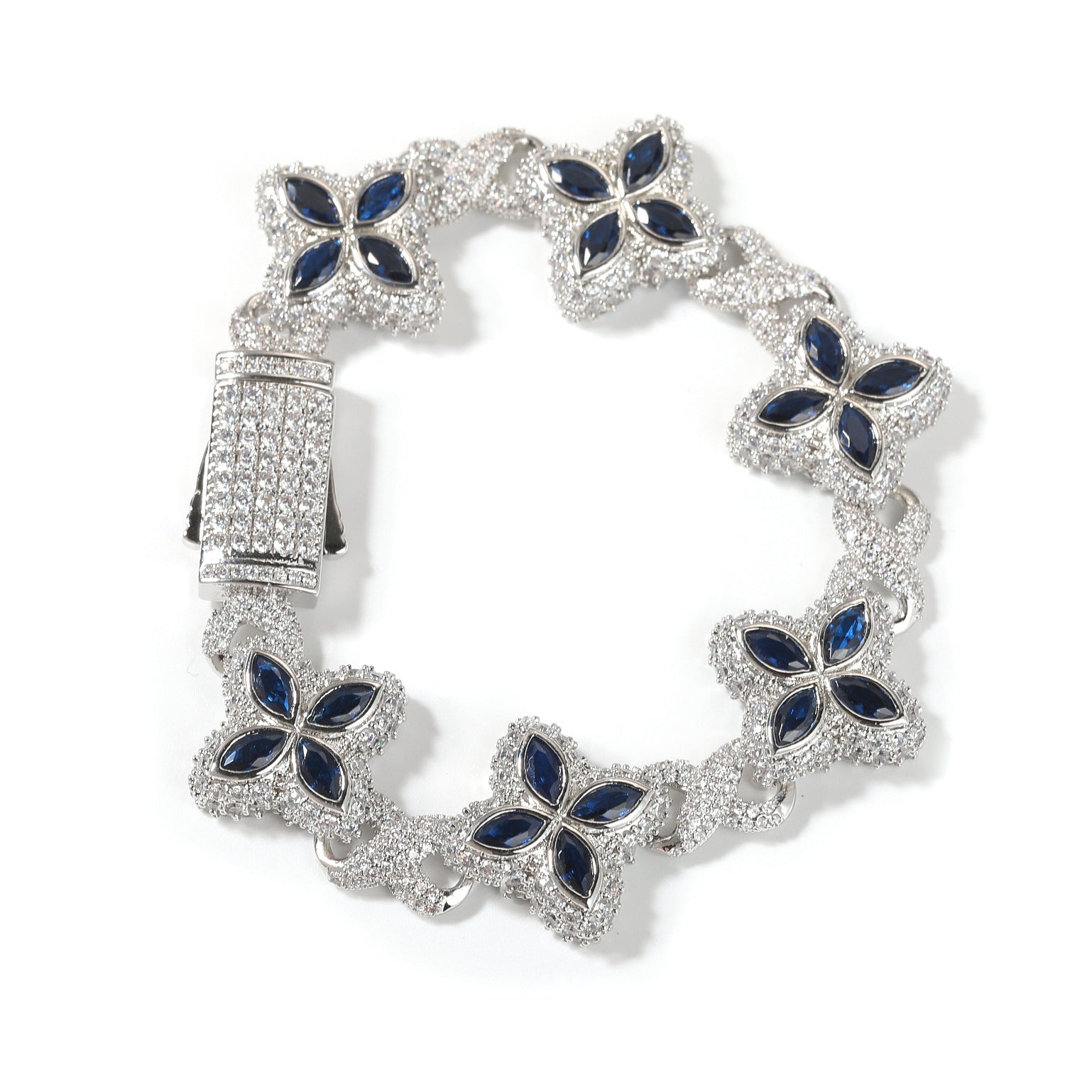 Hip-hop zircon colored infinite four-leaf clover necklace