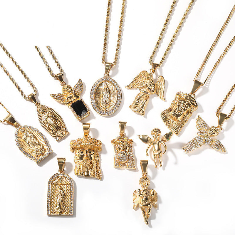 Iced Out Winged Angel Pendant Necklace – Hip-Hop Statement Chain