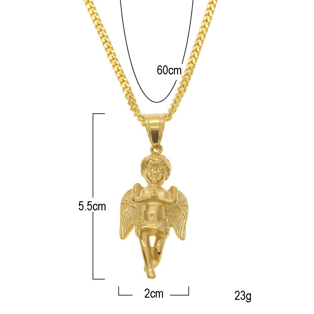 Iced Out Winged Angel Pendant Necklace – Hip-Hop Statement Chain